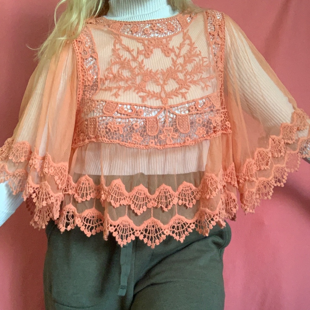 Lace mesh long sleeve